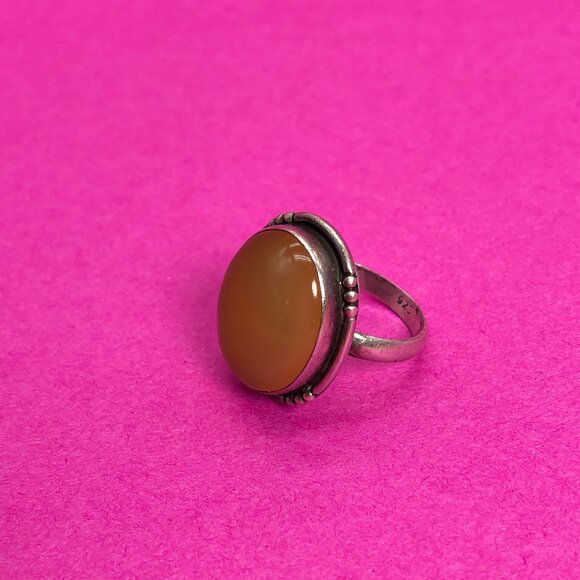Vintage silver ring butterscotch amber stone 925 - 00G01S - Picture 4 of 4